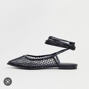 asos lucid mesh tie leg ballet flats